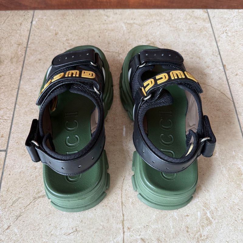 Gucci Gucci Men's Green Leather Open-Toe Sandals - Size US 7.5 / EU 40-41 - 3 Thumbnail