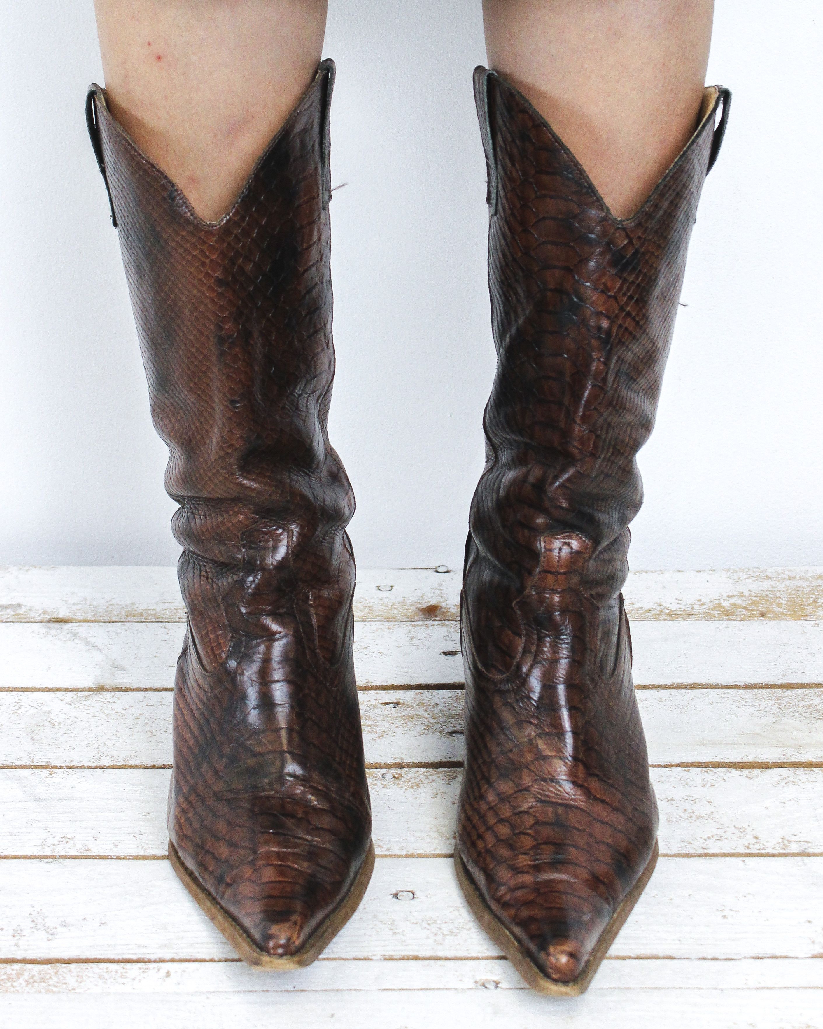 Cowboy Equipment × Vintage Western Pullons Eu 40 Shoes Snake print US W 9 Boots Cowgirl Size US 9.5 / IT 39.5 - 5 Thumbnail