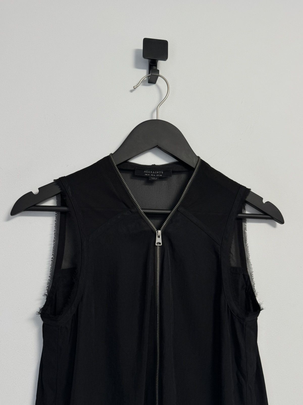 Allsaints AllSaints Lottie Front Zip Sleeveless Black Vest size 4 Size S / US 4 / IT 40 - 2 Thumbnail