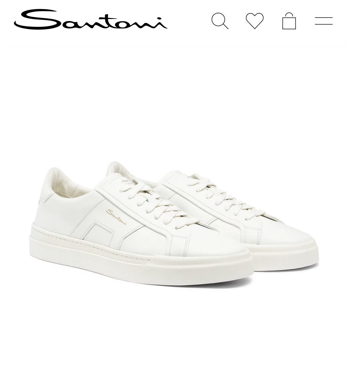 Santoni Santoni Men’s white leather double buckle sneaker Size US 9.5 / EU 42-43 - 1 Thumbnail