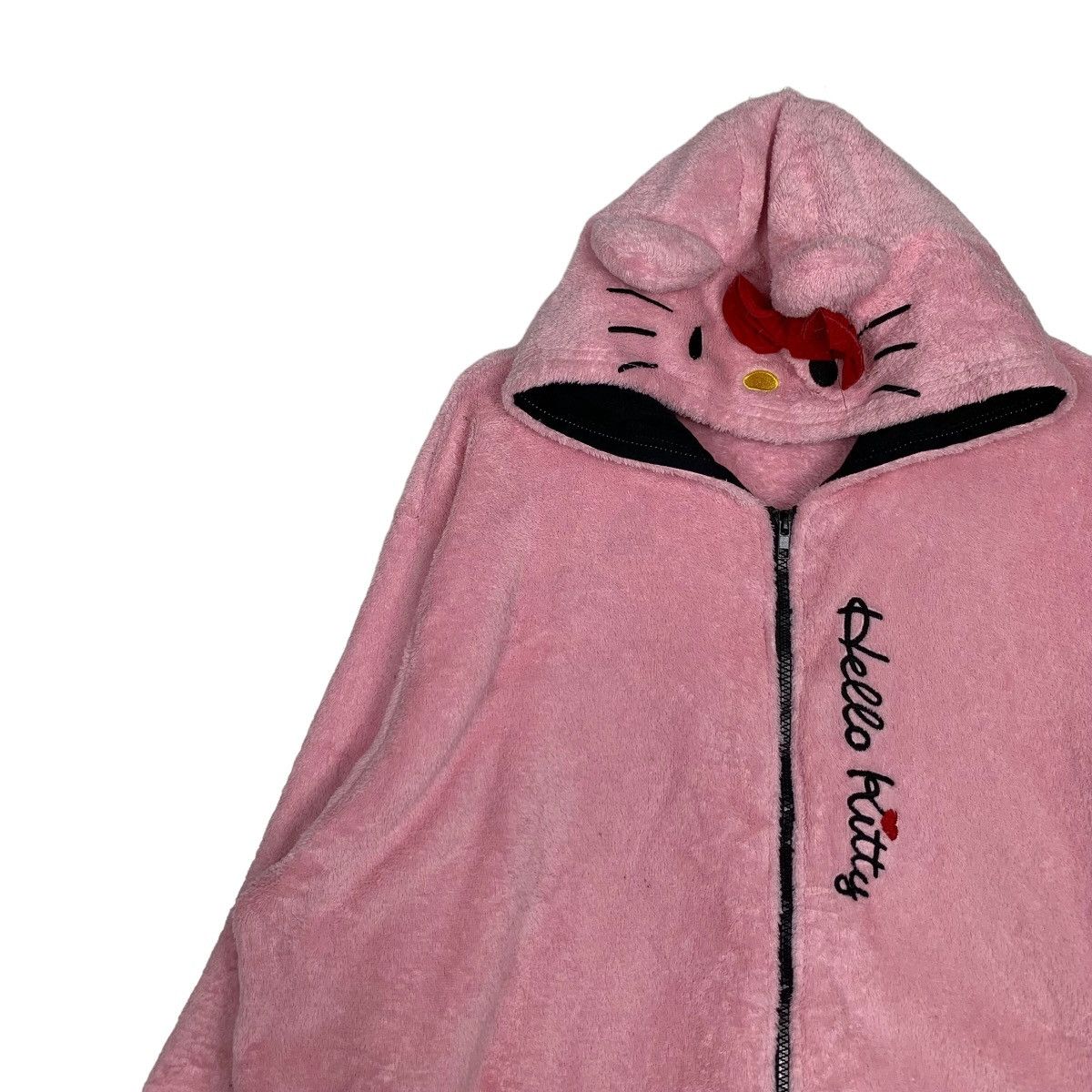 Japanese Brand HELLO KITTY EMBROIDERY LOGO PINK FLEECE HODDIES #0095-C6 Size US XXL / EU 58 / 5 - 7 Thumbnail