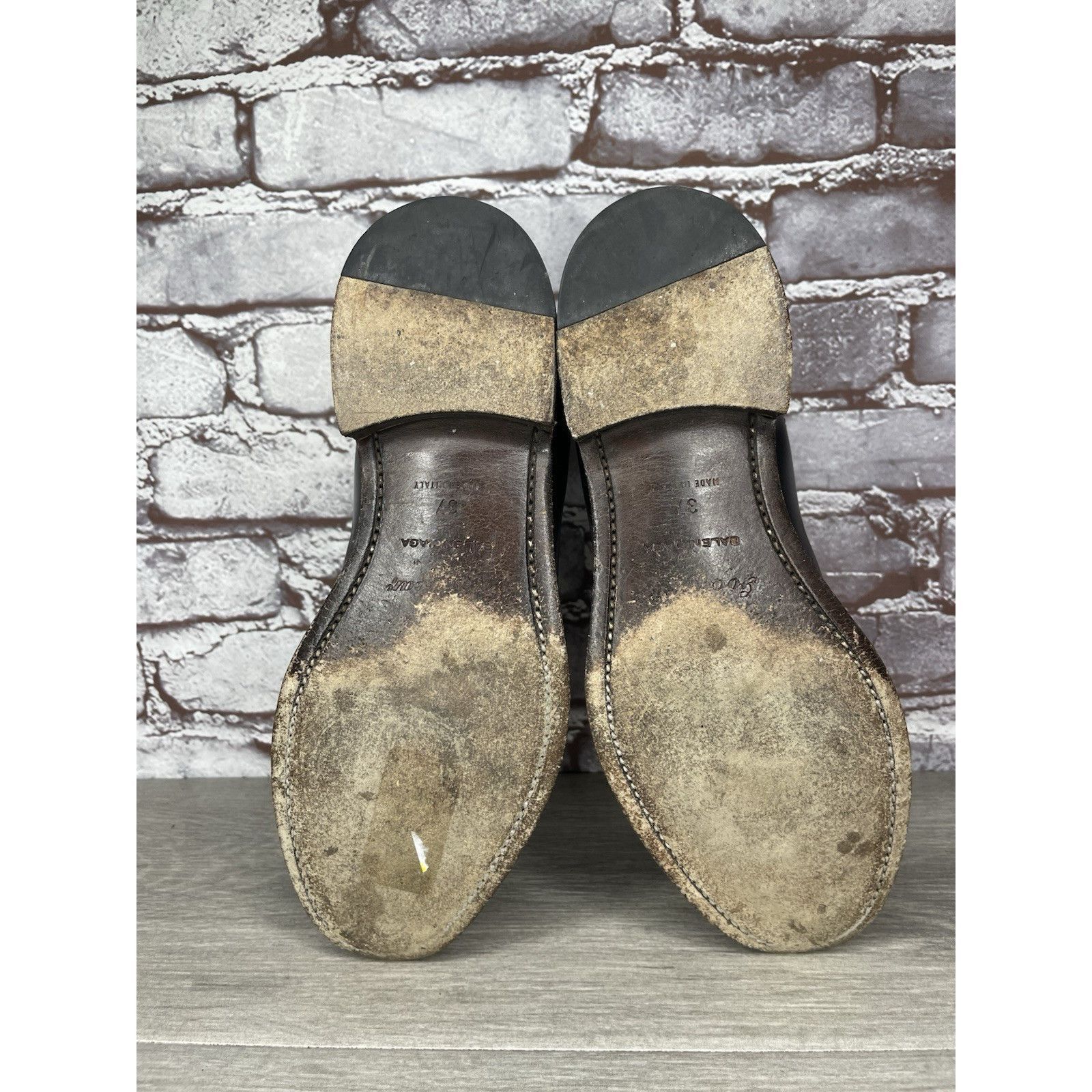 Balenciaga BALENCIAGA Black White Leather Calfskin Chelsea Buckle Ankle Size US 6.5 / IT 36.5 - 8 Thumbnail