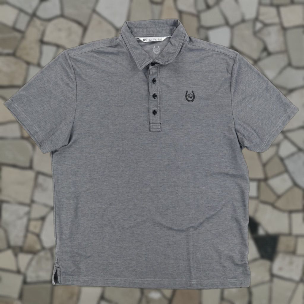 TravisMathew Travis Mathew HW Horseshoe Cotton Blend Solid Polo Shirt Gray 2XL Men Shirt Polo Short Sleeve Slim Mens Size US XXL / EU 58 / 5 - 1 Thumbnail