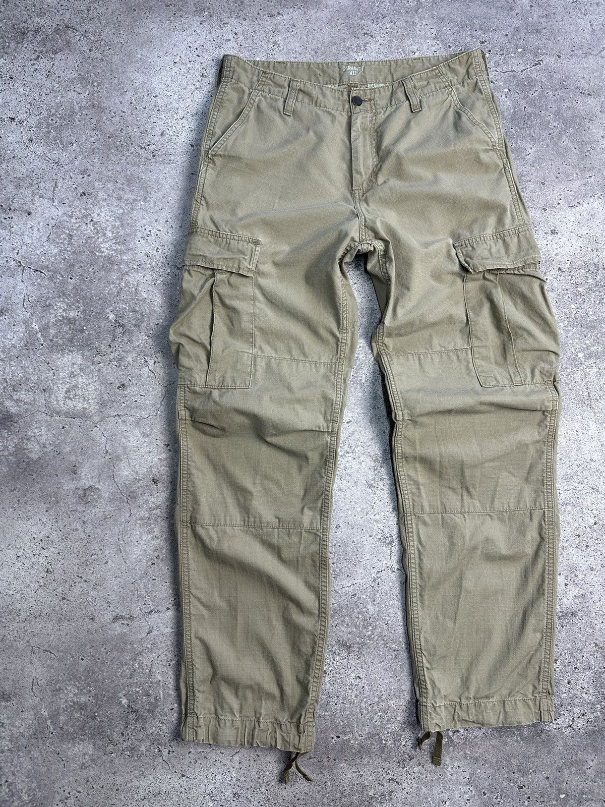 Carhartt × Vintage Vintage Carhartt Cargo Distressed Pants Faded Beige Y2K Size US 31 - 6 Thumbnail