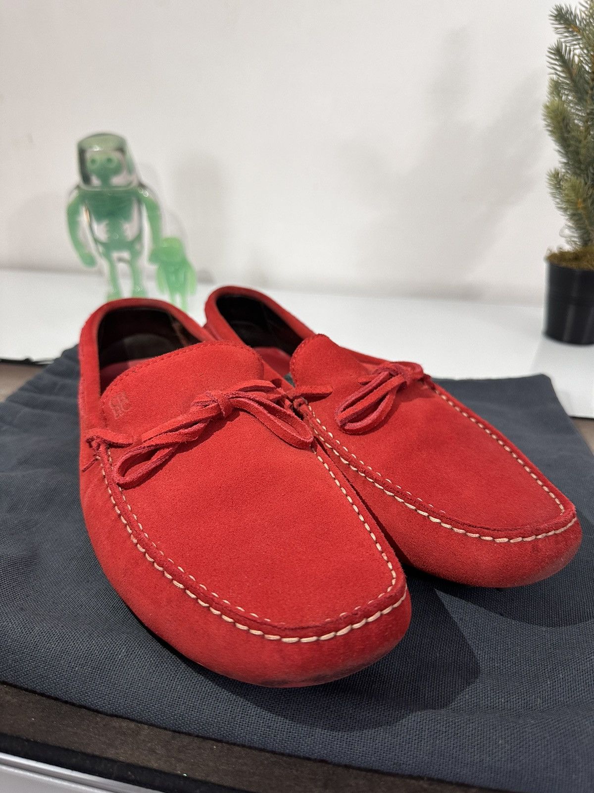 Carolina Herrera Red Suede Mocasines Size US 11.5 / EU 44-45 - 2 Thumbnail