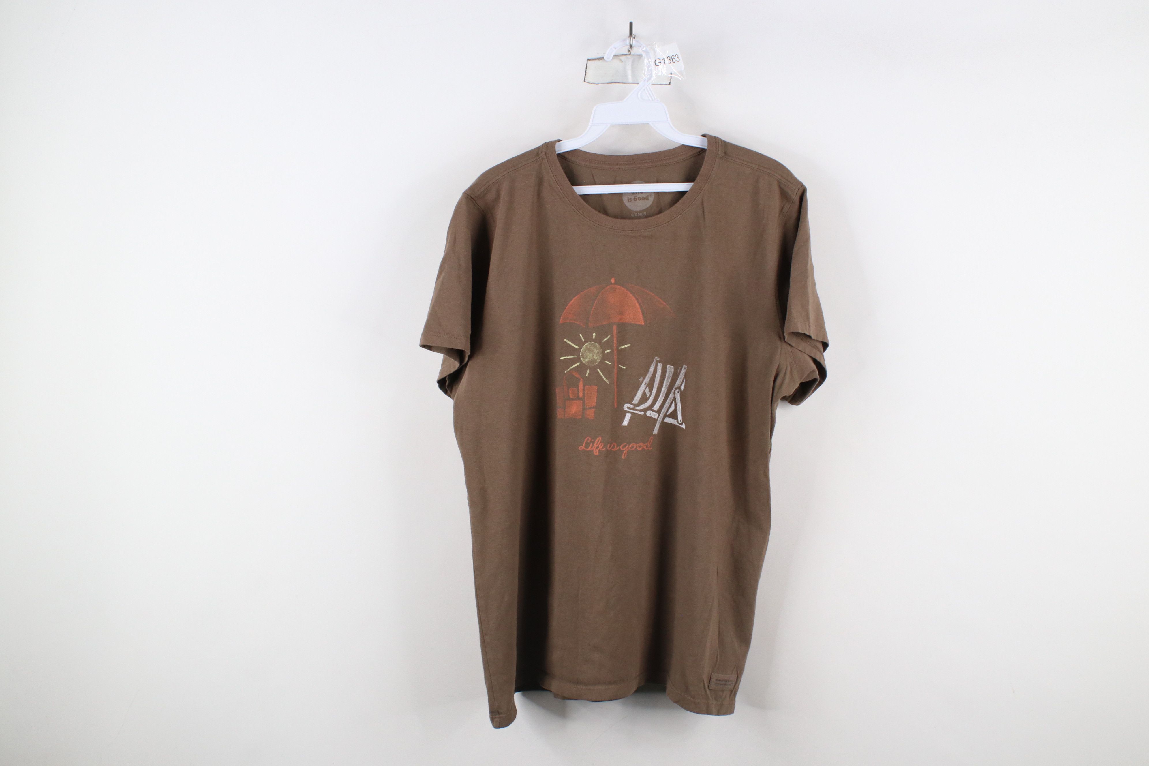 Life is Good × Vintage Life Is Good Spell Out Beach Sun Short Sleeve T-Shirt Brown Size XL / US 12-14 / IT 48-50 - 1 Thumbnail