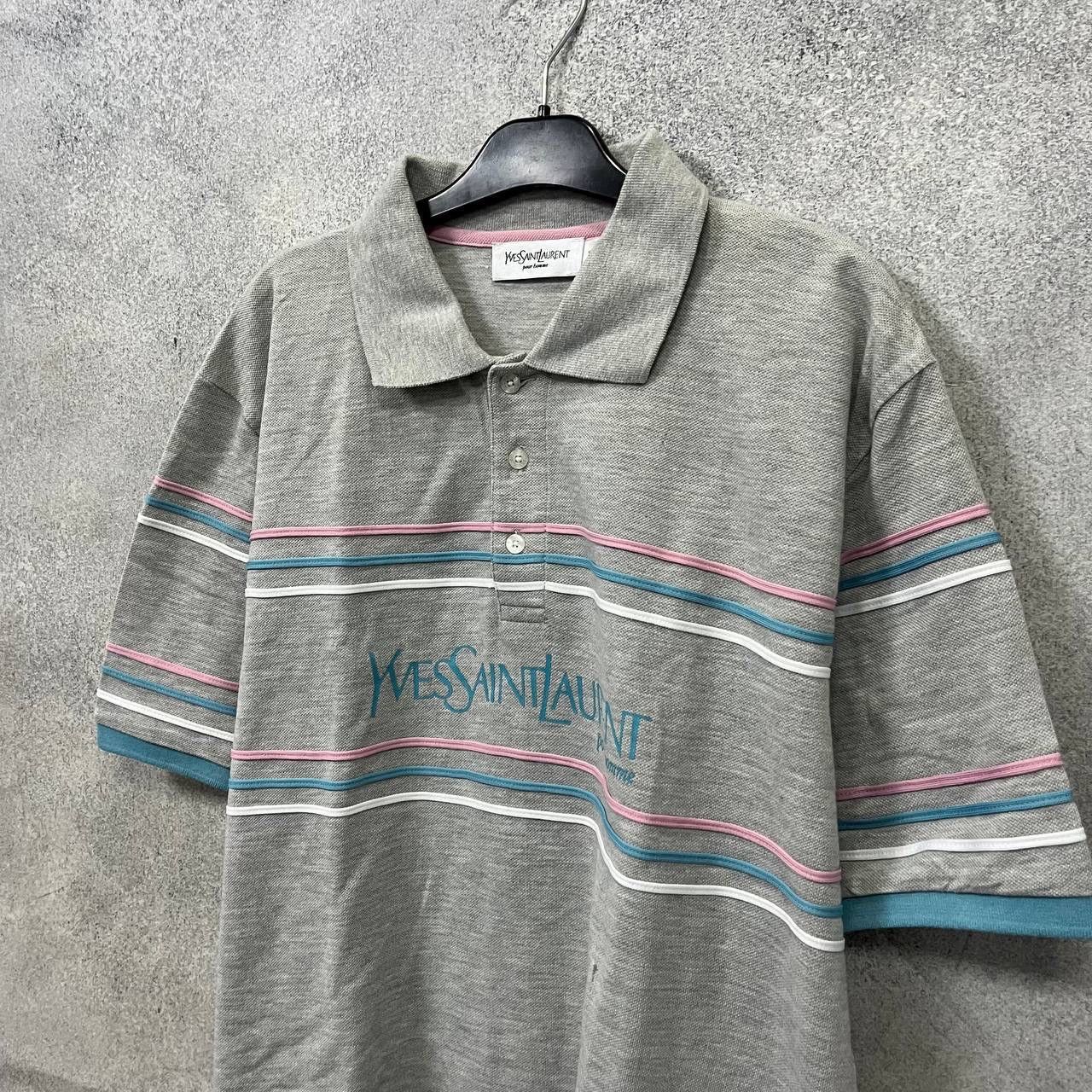 Vintage Yves Saint Lauren Vintage Polo T-shirt Grey Size US XL / EU 56 / 4 - 2 Thumbnail