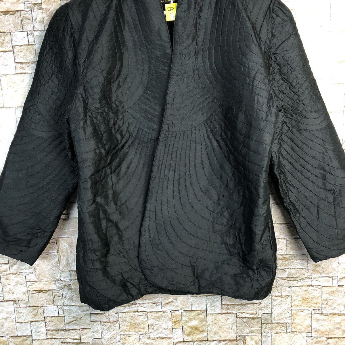 Vintage Thai Silk Black hand made Coats cardigan #A220 Size US M / EU 48-50 / 2 - 3 Thumbnail