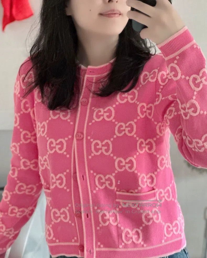 Gucci Gucci Pink logo jacquard full-print cotton round-neck sing Size L / US 10 / IT 46 - 8 Thumbnail