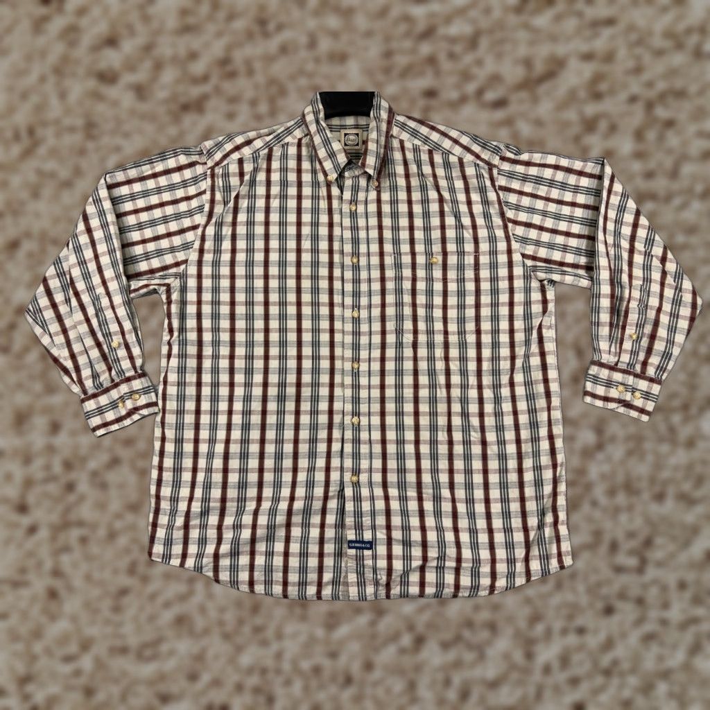 Vintage G.H. Bass & Co. Shirt Mens XL Beige Plaid Button-Down Cotton Long Sleeve with Pocket - Vintage? No; Regular Fit; Mens Clothing Size US XL / EU 56 / 4 - 1 Thumbnail