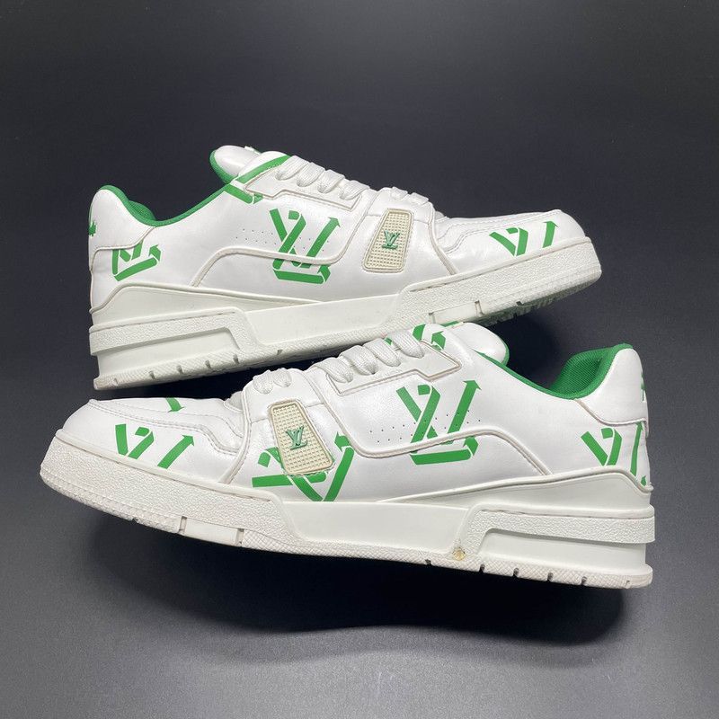 Louis Vuitton Louis Vuitton Low-Top Trainer Sneakers White Green -2508 Size US 9.5 / EU 42-43 - 7 Thumbnail