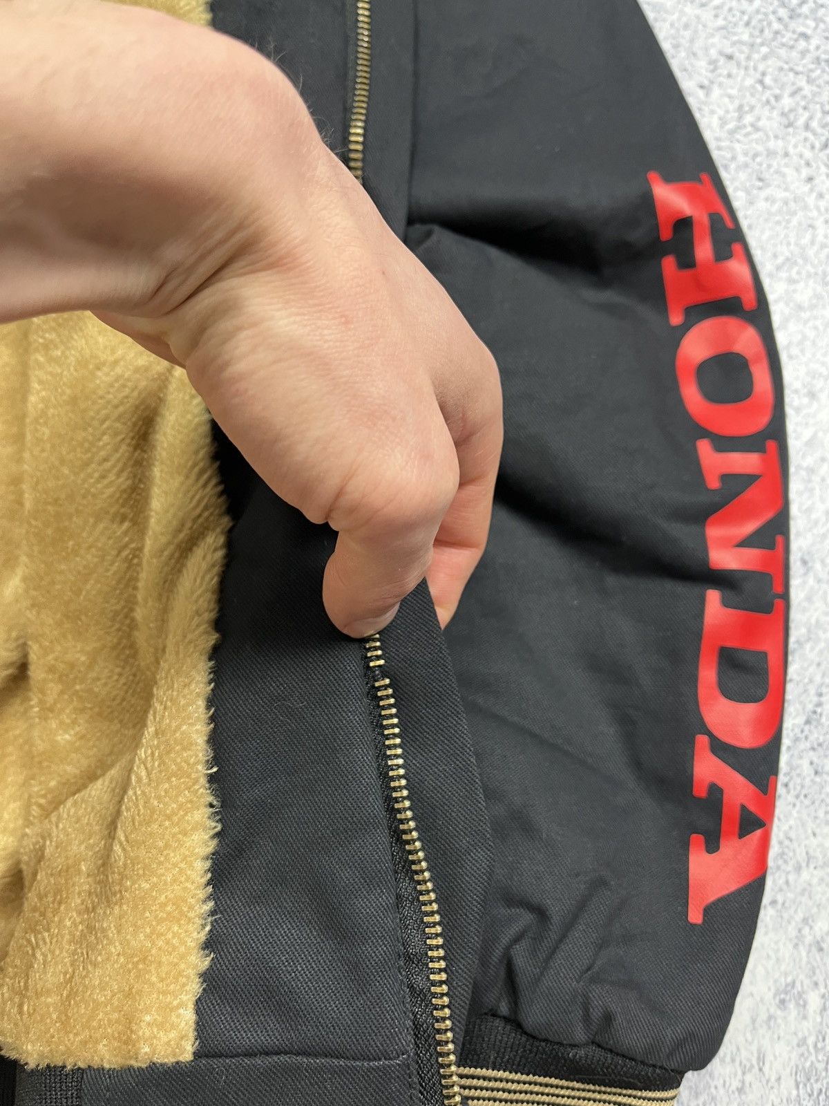 Honda × Japanese Brand × Vintage Vintage Honda Racing Jacket Faux Fur Lined Sherpa Hype Y2k Size US S / EU 44-46 / 1 - 12 Thumbnail