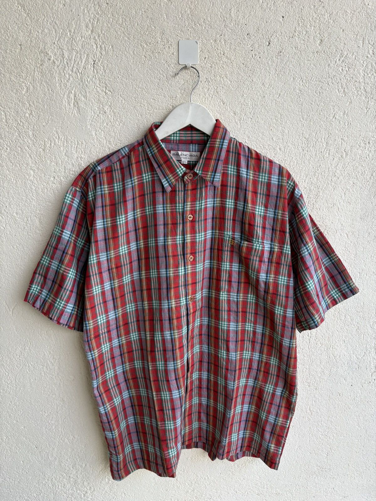 2000s Balenciaga Paris plaid shirt