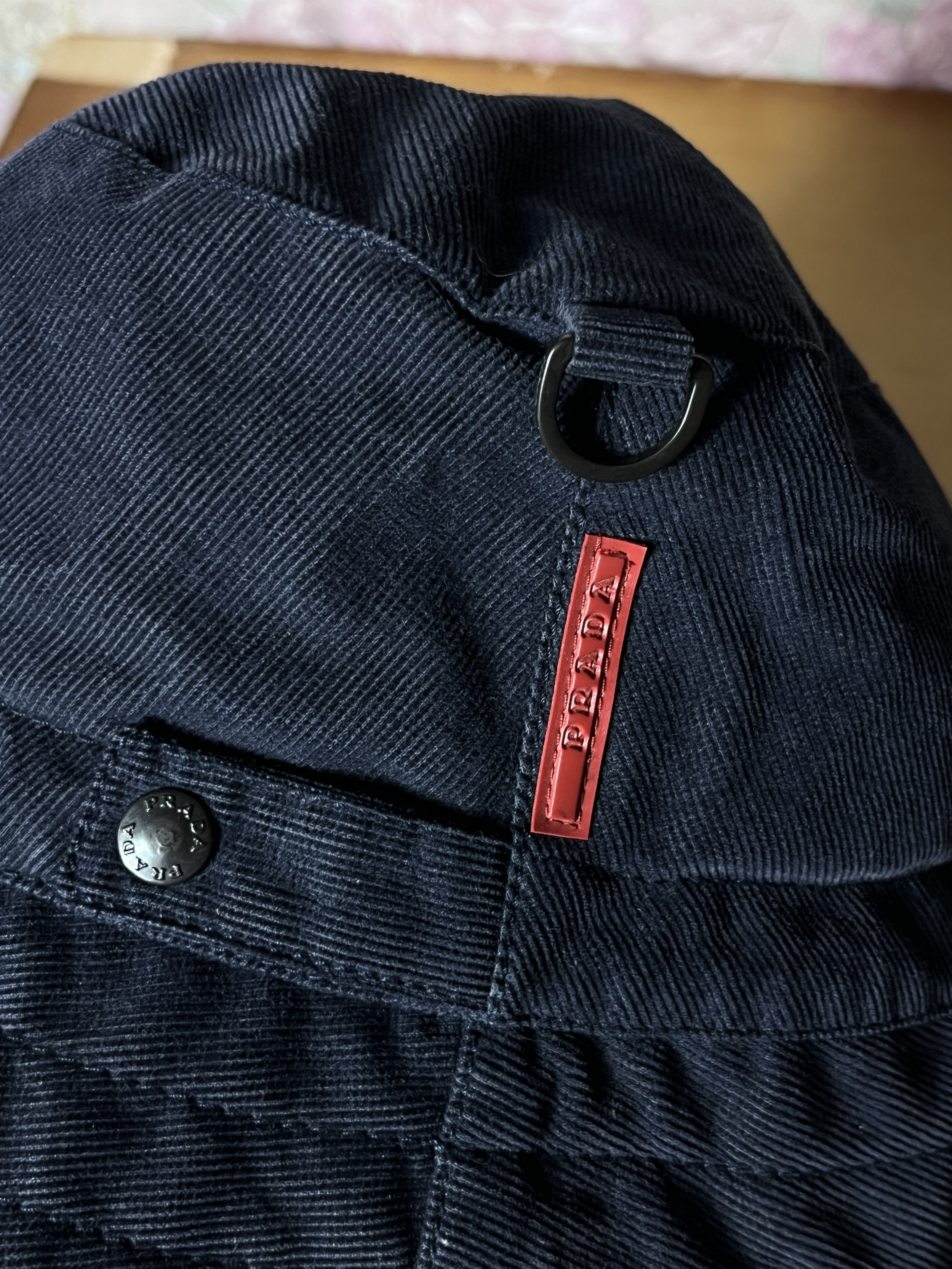 Prada Rare Prada Sport Linea Rossa Corduroy Red Tab Bucket Hat Cap Size ONE SIZE - 5 Thumbnail