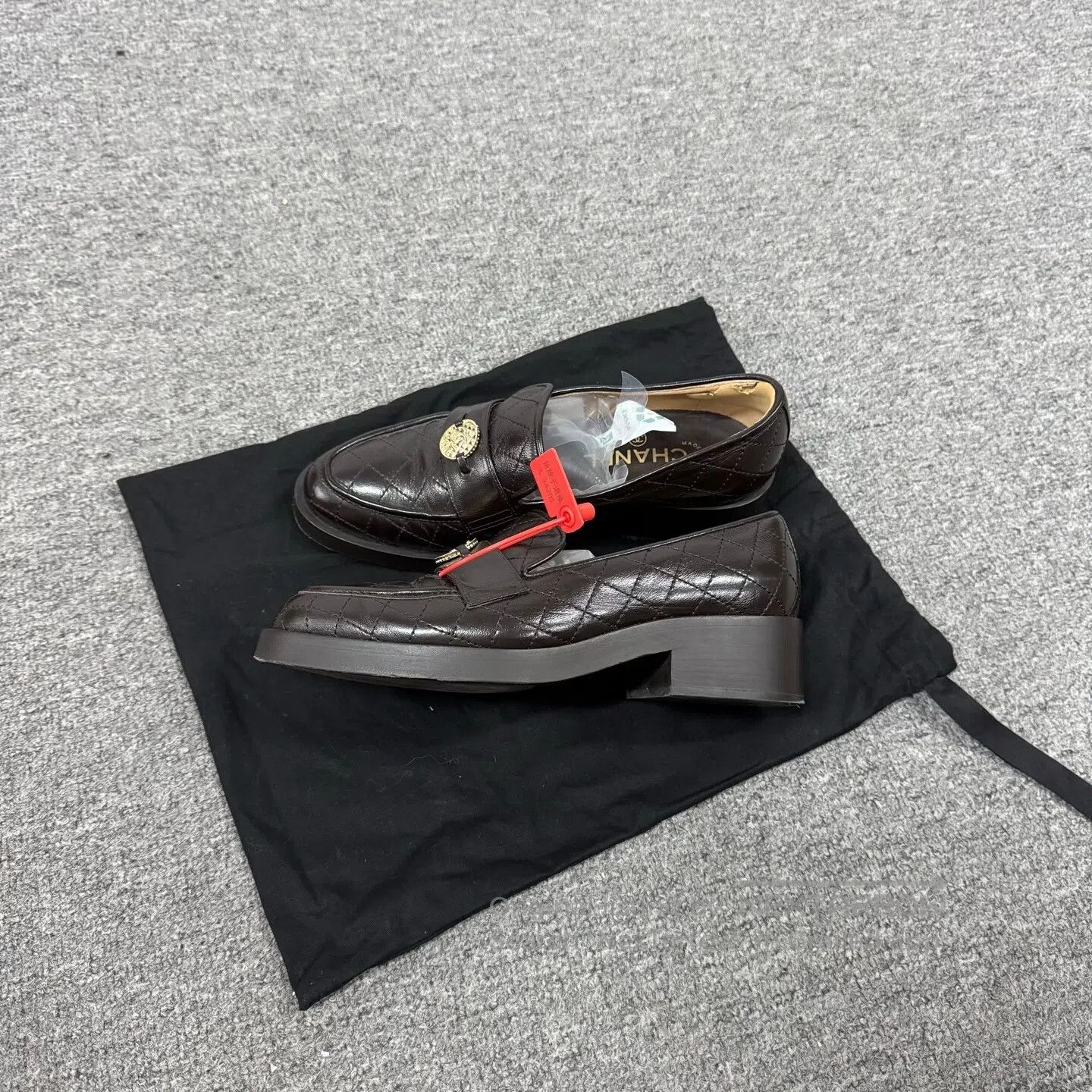 Chanel Chanel Dark brown checkered double-C gold-embossed loafers Size US 6.5 / IT 36.5 - 1 Thumbnail