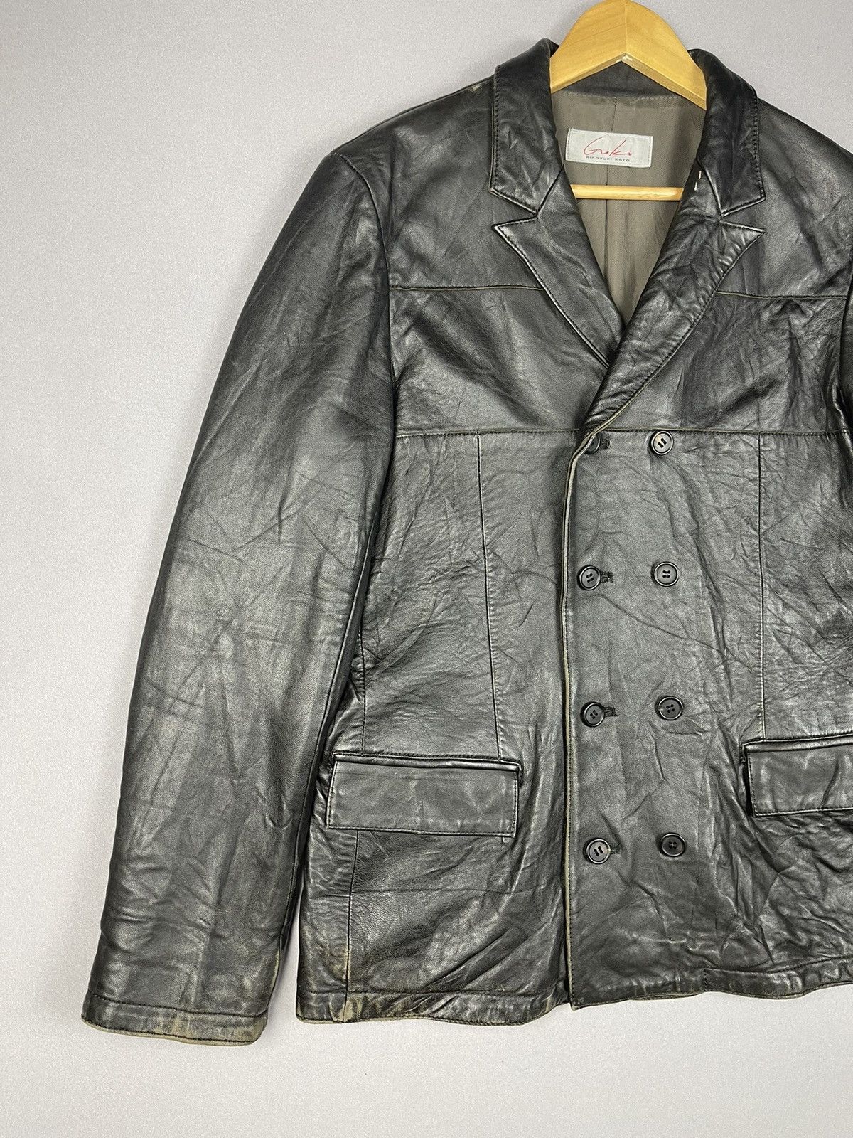 Leather Vintage HIROYUKI KATO Double Breasted Leather Jacket Size US L / EU 52-54 / 3 - 4 Thumbnail