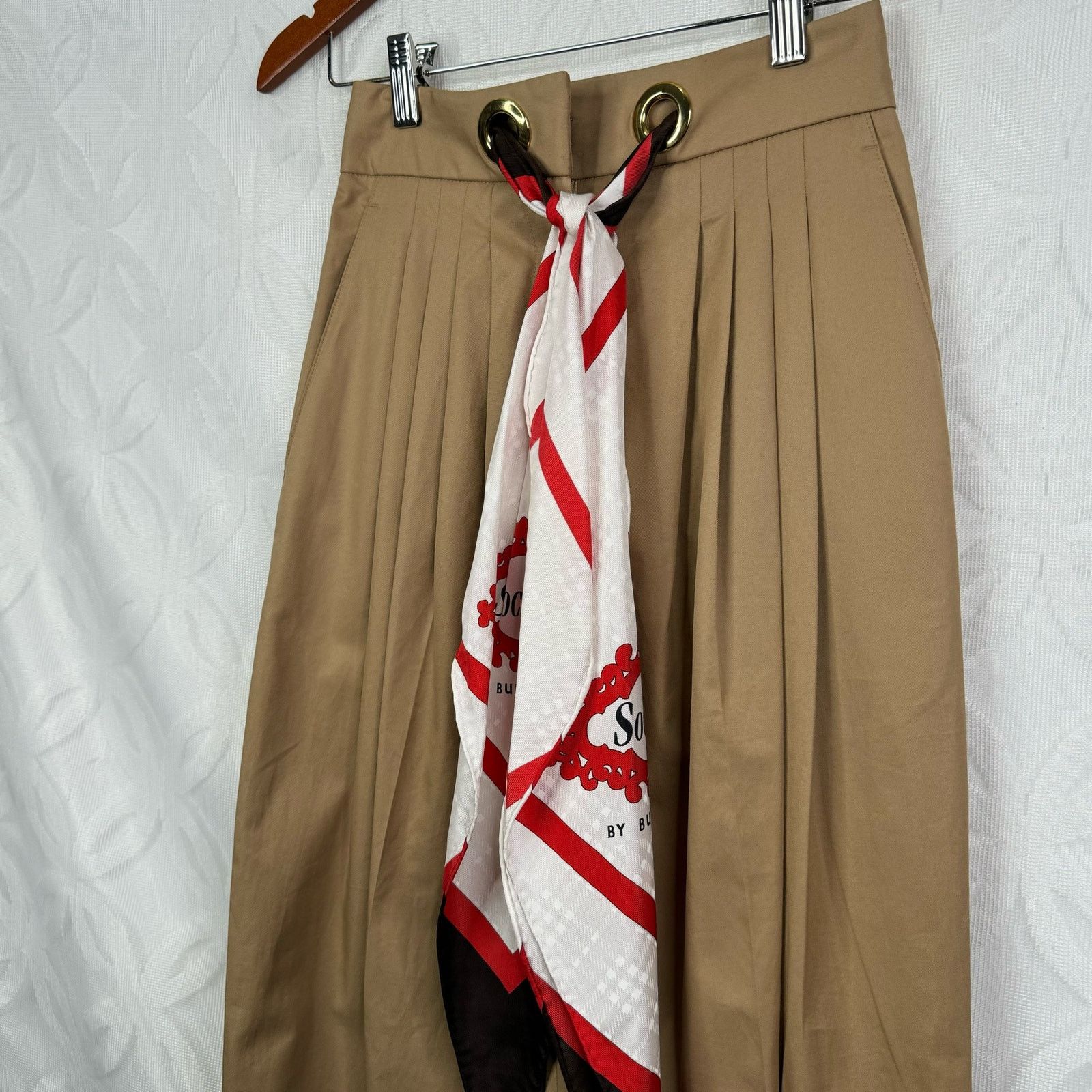 Burberry BURBERRY Tapered Pant Trouser Silk Scarf Belt SOCIETY NWT Size 25" / US 0 / IT 36 - 10 Thumbnail