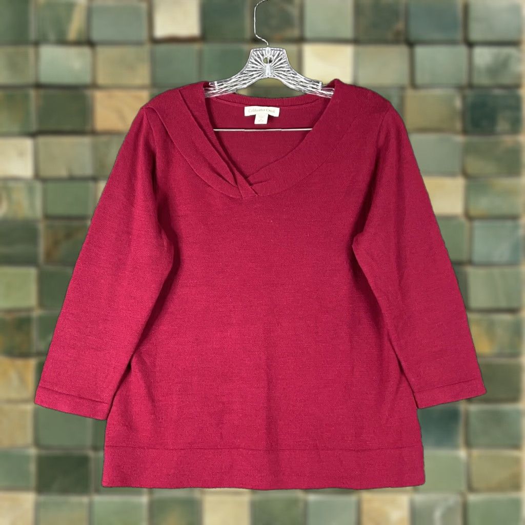 Coldwater Creek COLDWATER CREEK Knit Blouse Shirt Women M 10-12 Red 3/4 Sleeve Size M / US 6-8 / IT 42-44 - 1 Thumbnail