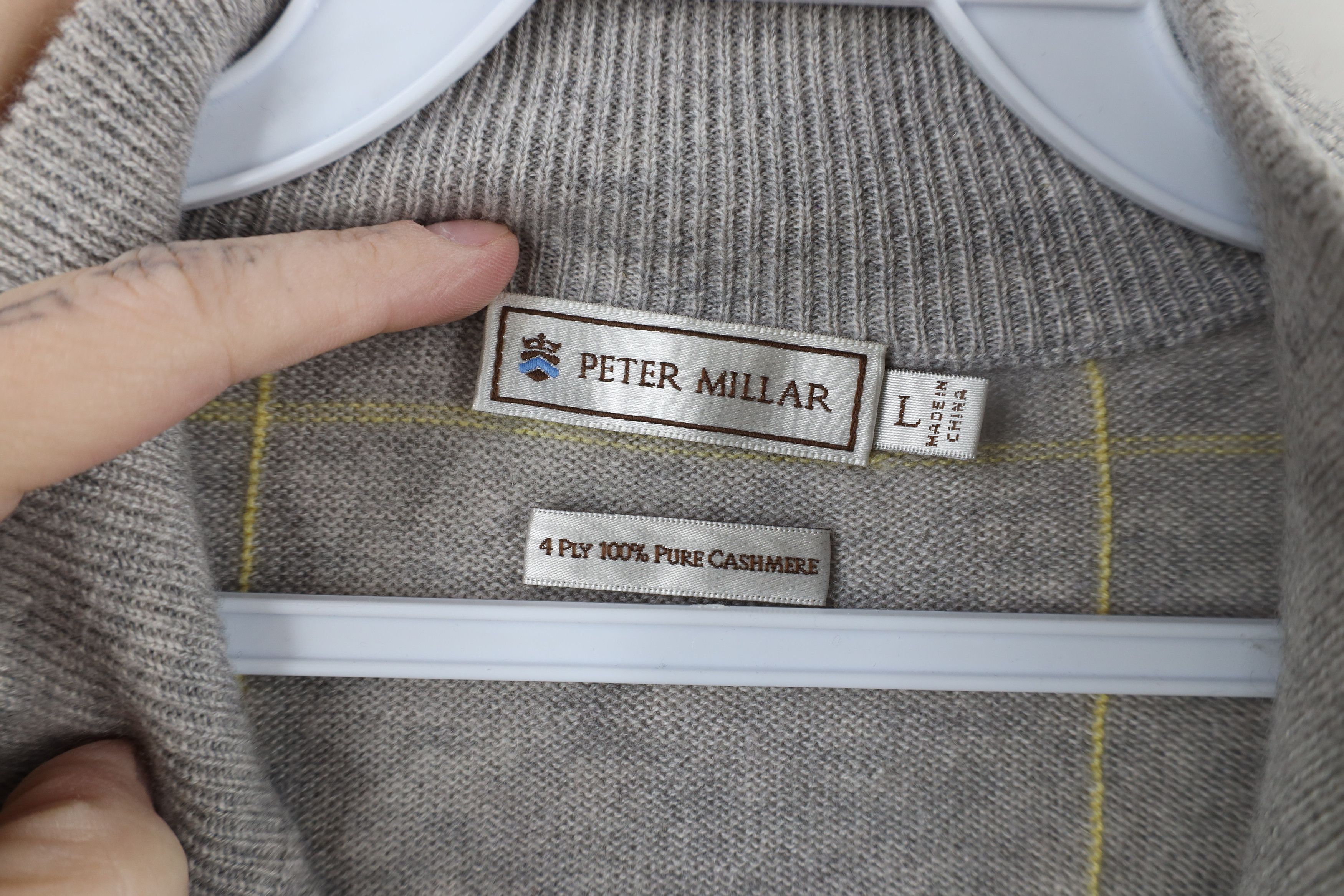 Peter Millar × Vintage Peter Millar Cashmere Knit Half Zip Pullover Sweater Gray Size US L / EU 52-54 / 3 - 9 Thumbnail