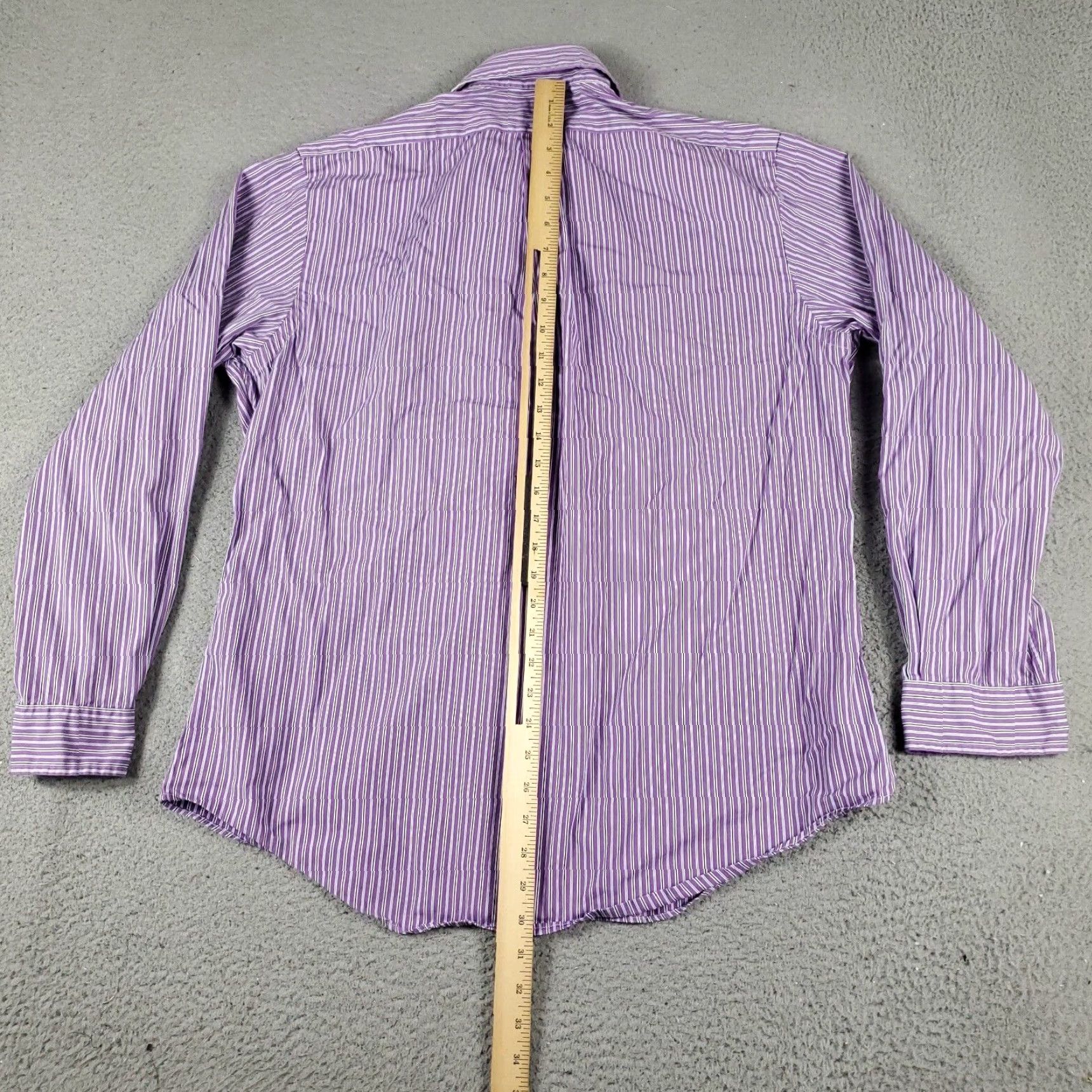 Ralph Lauren VINTAGE Ralph Lauren Dress Shirt Mens Size 16.5 Long Sleeve Purple Striped Cotton Business Casual Formal Size 42R - 4 Thumbnail