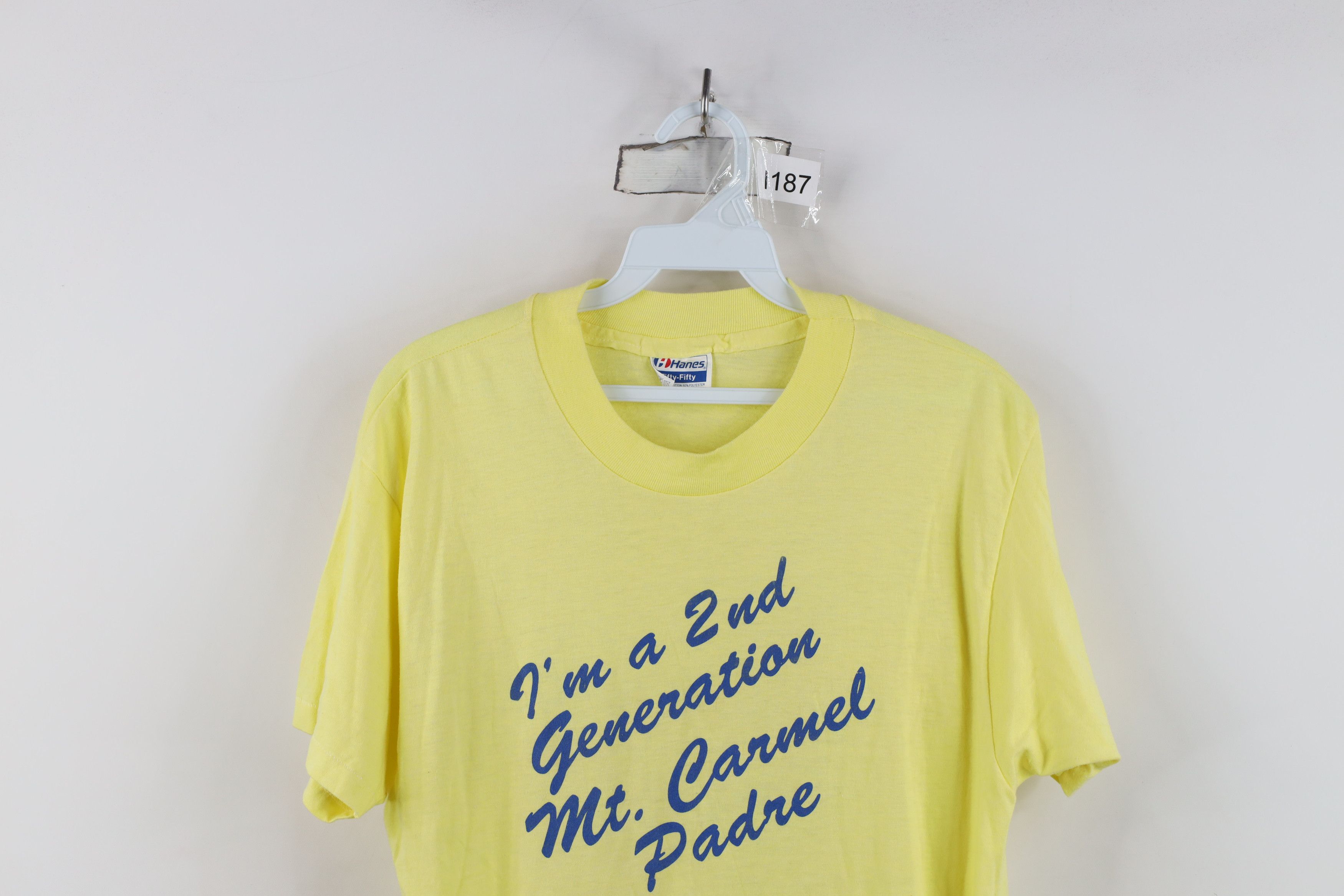 Vintage Vintage 80s Spell Mt Carmel Short Sleeve T-Shirt Yellow USA Size US L / EU 52-54 / 3 - 2 Thumbnail