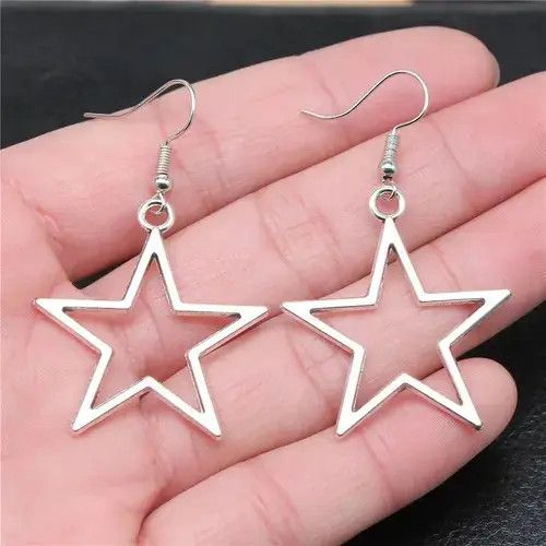 Other Silver Hollow Star Drop Earring Size ONE SIZE - 2 Thumbnail