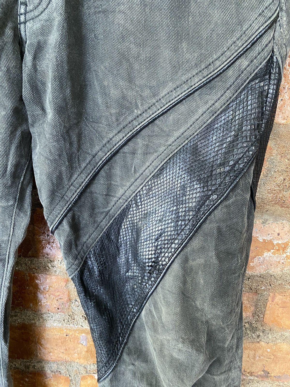 5351 POUR LES HOMMES Vtg 5351 Pour Les Hommes Snake leather flare wash pants Size US 31 - 11 Thumbnail