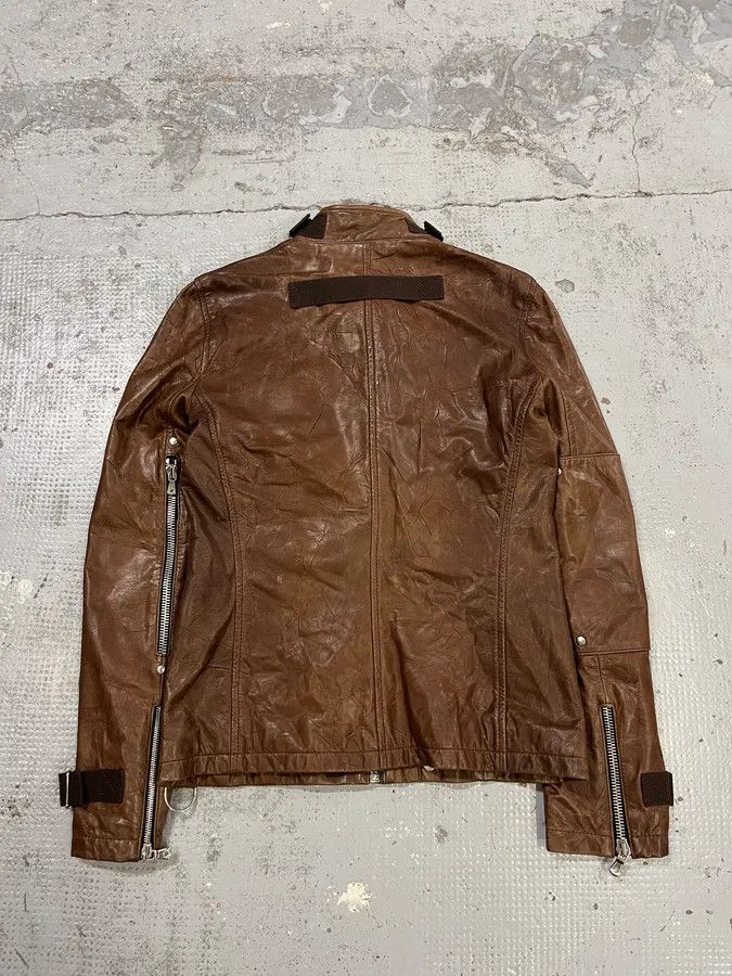 Dolce & Gabbana SS2004 Dolce & Gabbana Brown Multi-Zip Biker Leather Jacket Size US XS / EU 42 / 0 - 2 Thumbnail