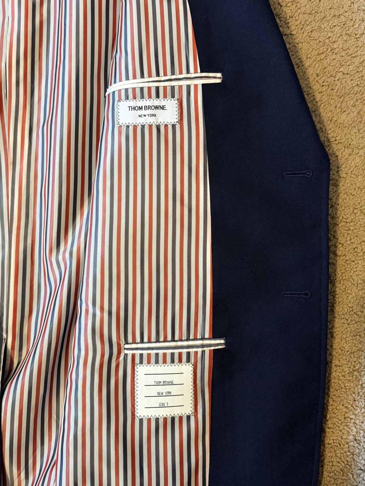 Thom Browne [NWT] Thom Browne Navy Virgin Wool Peak Lapel Blazer Size 42R - 4 Thumbnail
