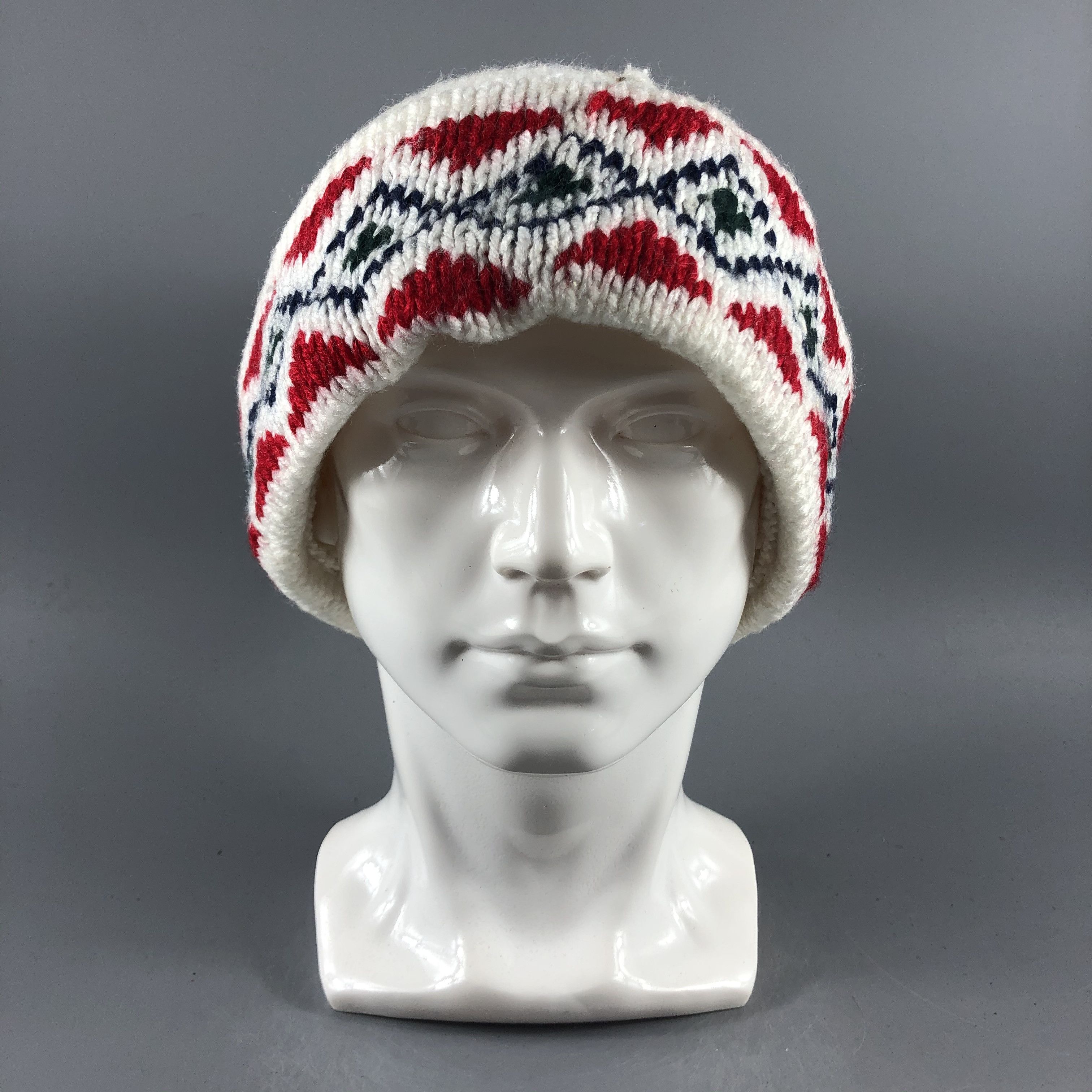 image of Vintage Basic Bobble Beanie Snow Hat Snow Cap -D115 in White, Men's