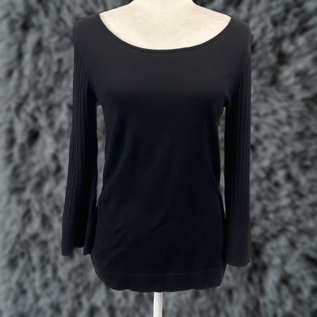 Talbots NEW! Talbots Fine Knit Sweater XS Black Textured Sleeves Women’s Size XS / US 0-2 / IT 36-38 - 1 Thumbnail