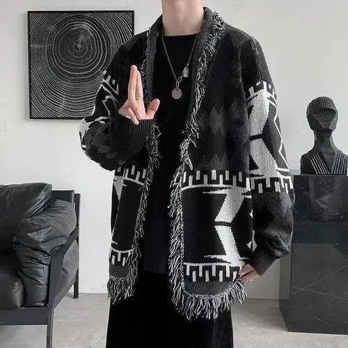 VIBE Patterned Graphic Cardigan Sweater Size US M / EU 48-50 / 2 - 8 Thumbnail