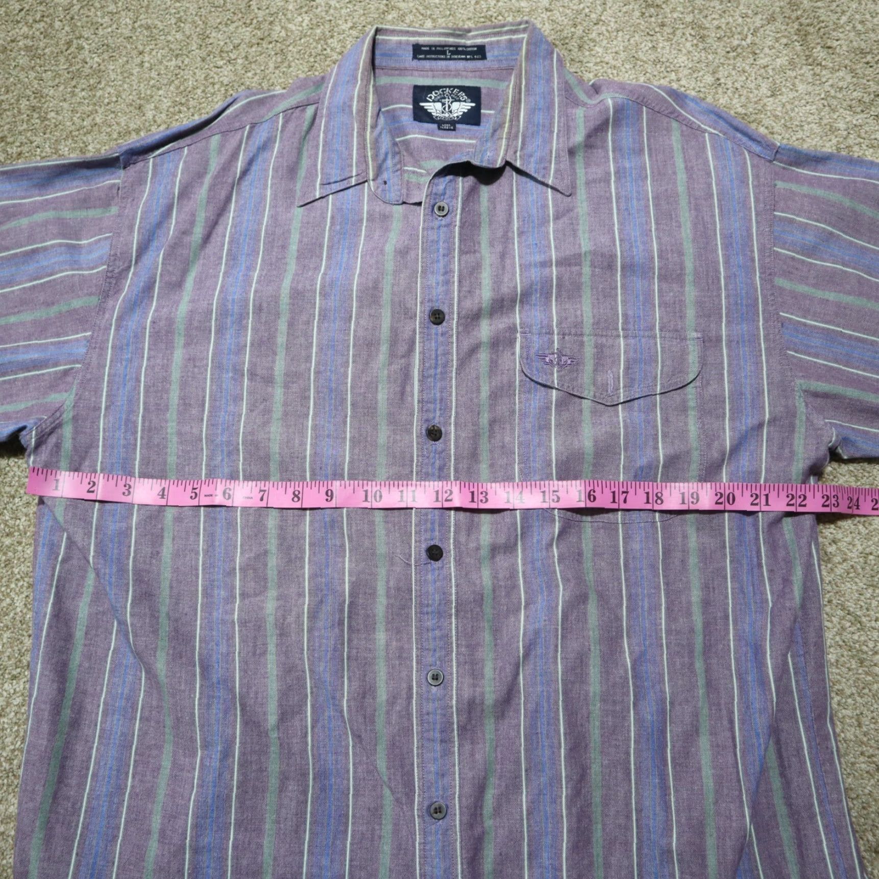 Dockers DOCKERS Shirt Button-Down Plaid Long Sleeve Purple Blue Large 16-16.5 Men Men Clothing All Seasons Casual Workwear Vintage No Size US L / EU 52-54 / 3 - 5 Thumbnail