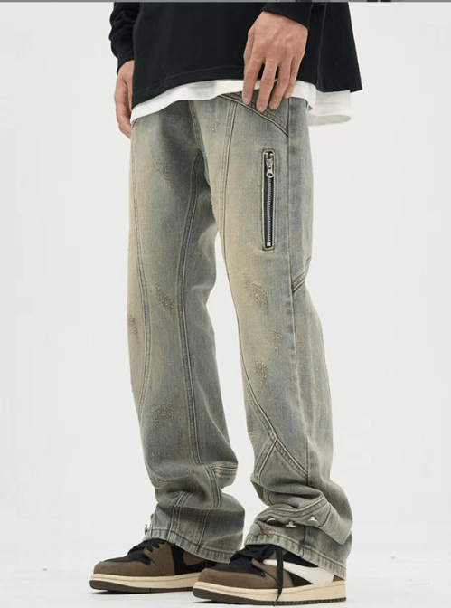 Japanese Brand American retro cargo zipper trendy flared jeans Size US 34 / EU 50 - 1 Thumbnail
