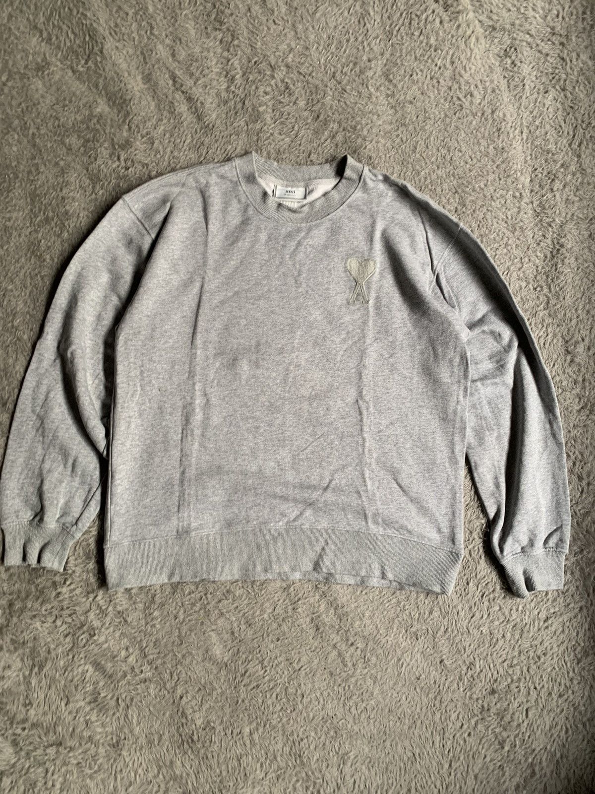 AMI Ami Paris Pocket Logo Gray Crewneck Sweatshirt Size US L / EU 52-54 / 3 - 1 Thumbnail