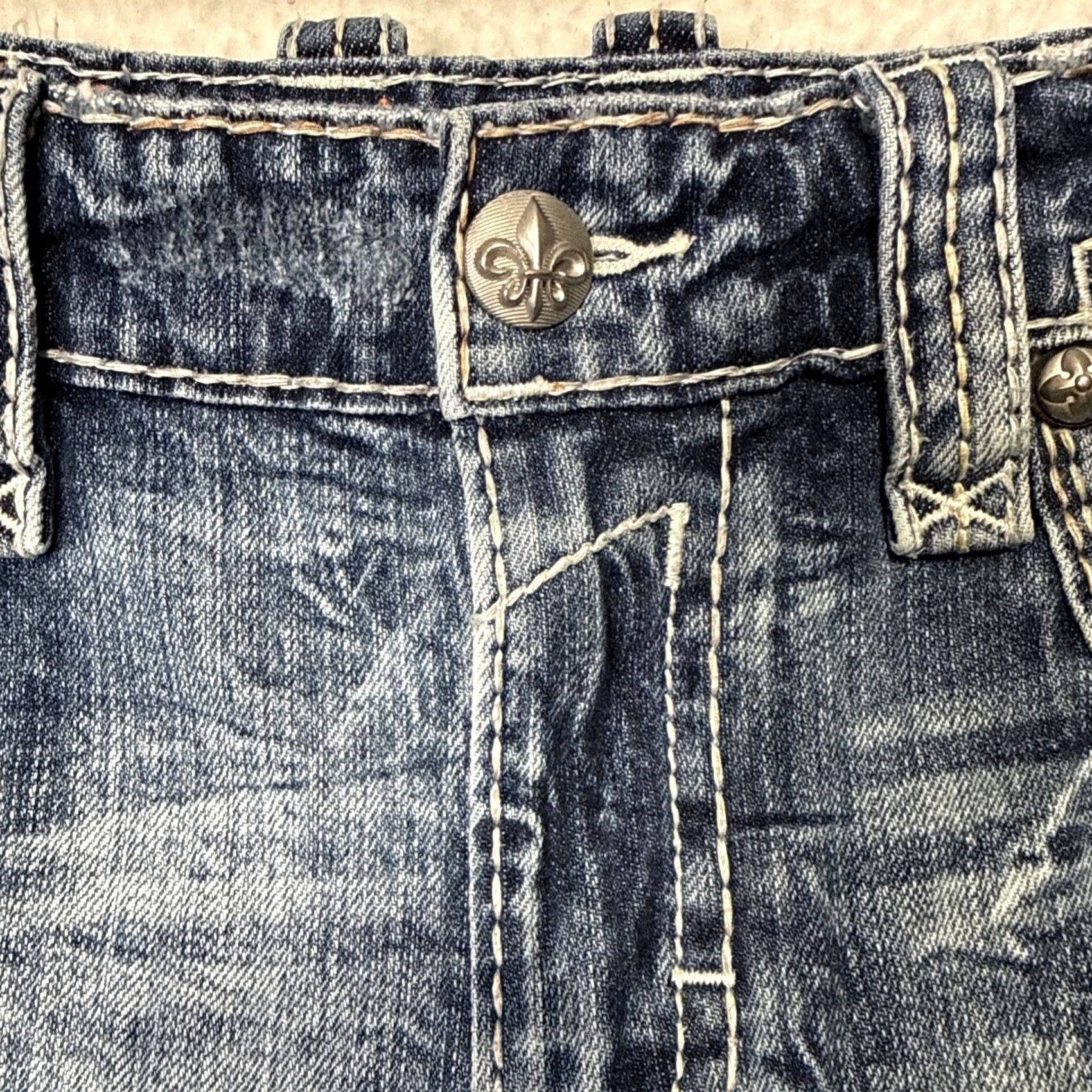 Vintage Rock Revival Jeans Mens 36 X28 Rock Revival Jeans Casual Straight Leg Denim Cotton Blend 5-Pocket Embroidered Logo Distressed Vintage: No Mens Size US 36 / EU 52 - 3 Thumbnail