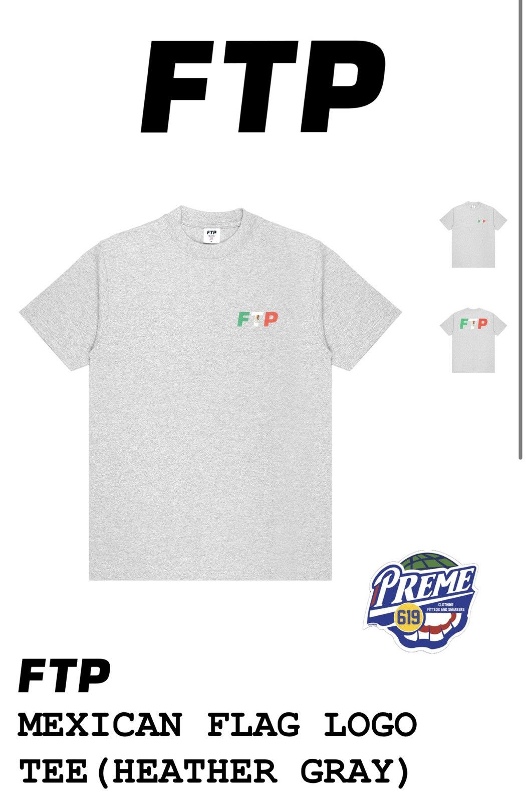Fuck The Population FTP Mexico flag logo tee ( L, heather gray) Size US L / EU 52-54 / 3 - 4 Thumbnail