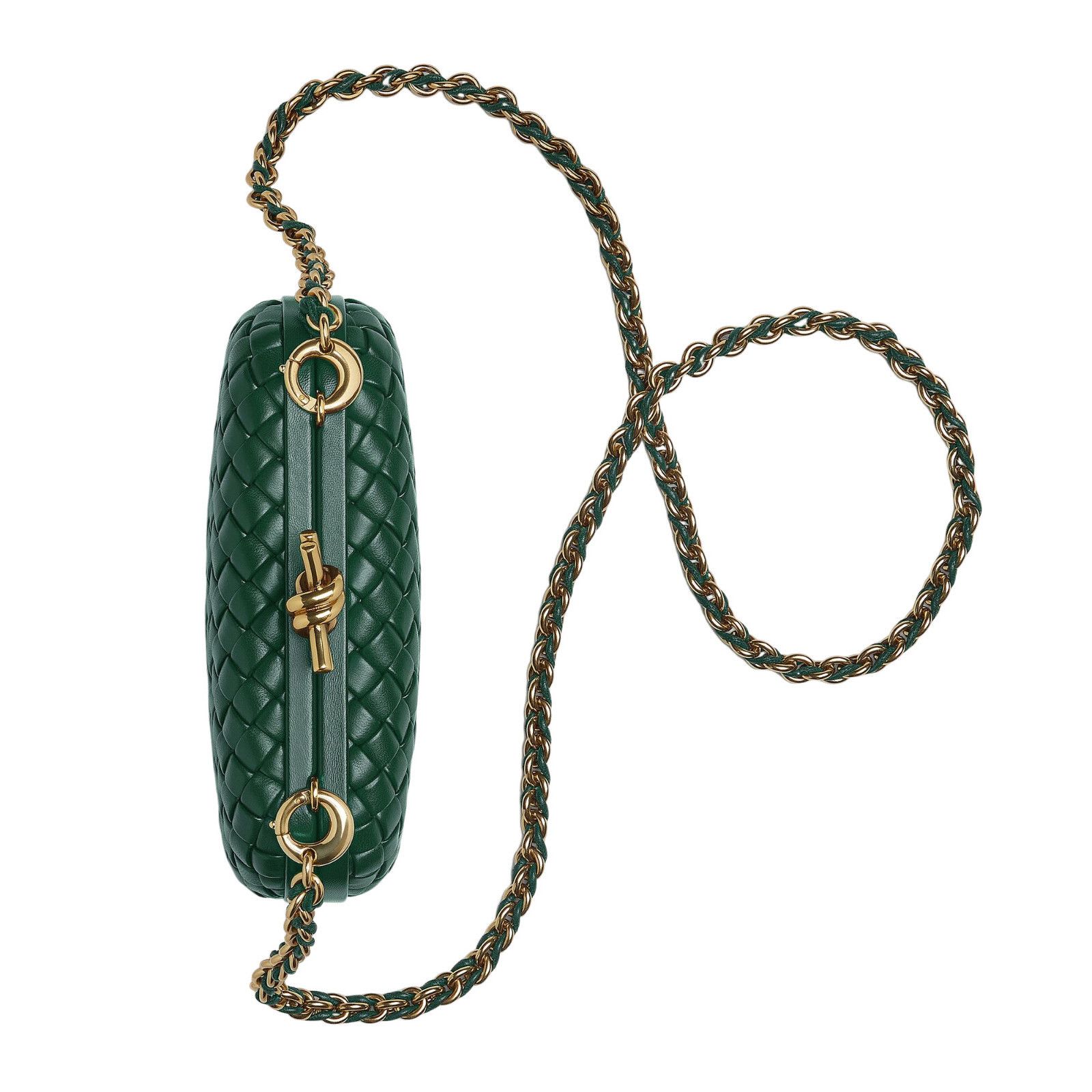 BOTTEGA VENETA Knot Chain $4700 Emerald Green Leather Minaud
