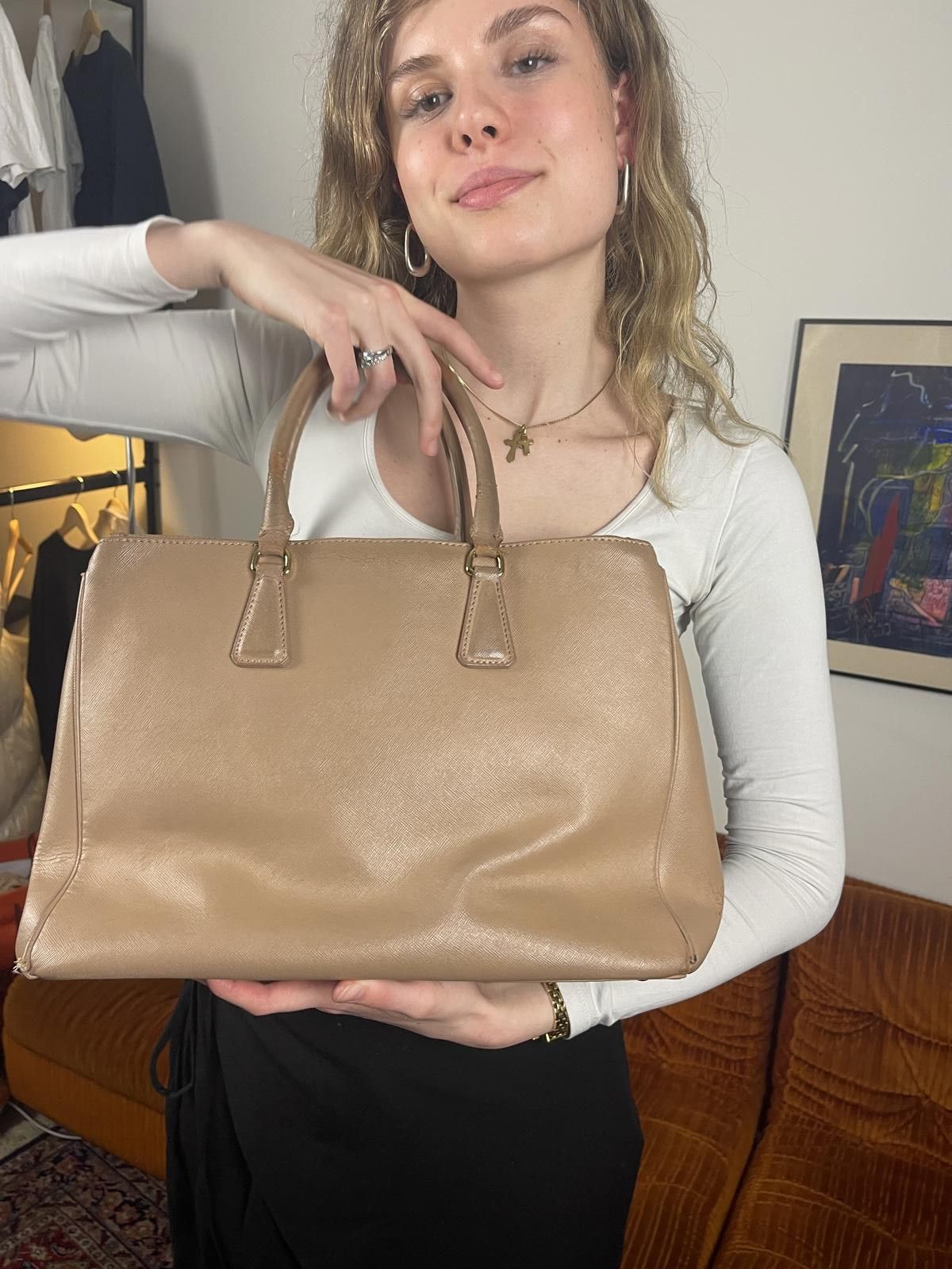 Prada Prada - Beige Leather Tote Bag Size ONE SIZE - 4 Thumbnail