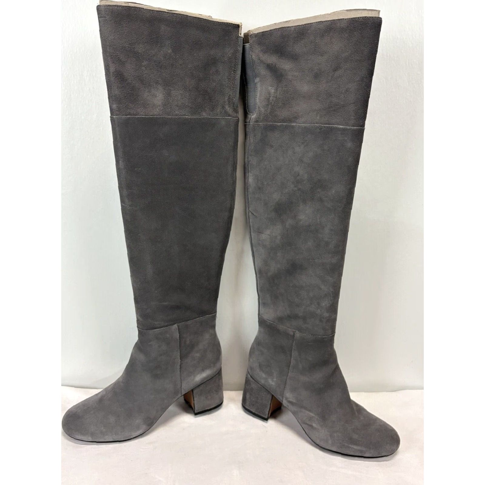 Clarks VINTAGE Clarks Barley Ray Suede Over the Knee Boot Women size 7.5 Gray Zipper Block Heel Mid 2-3 in Knee-High Shoe Size US 7.5 / IT 37.5 - 2 Thumbnail