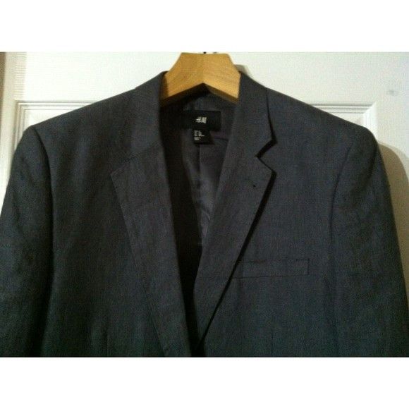 H&M H & M MENS GRAY 100%LINEN SPORT COAT JACKET BLAZER SIZE: 42R Size 42R - 2 Thumbnail