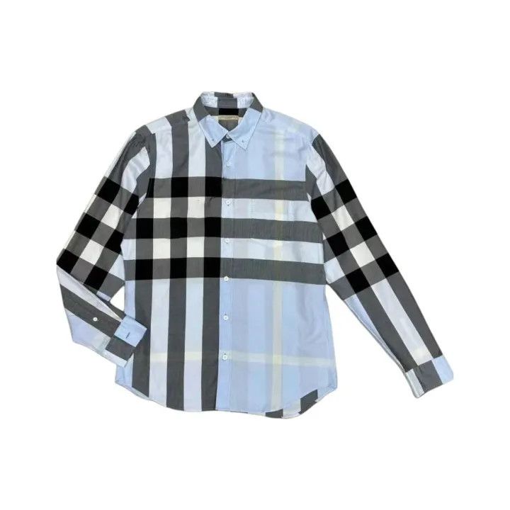 Burberry Burberry Checker Pattern Long Sleeve Shirt 0079 Size L / US 10 / IT 46 - 1 Thumbnail