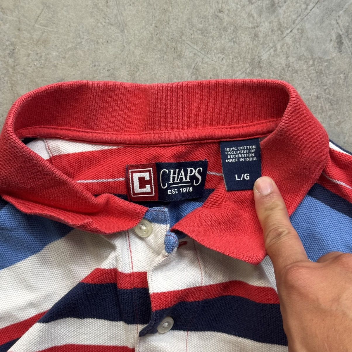 Chaps Ralph Lauren Vintage 90s Y2K Chaps Red Striped Polo Shirt Large Size US L / EU 52-54 / 3 - 3 Thumbnail