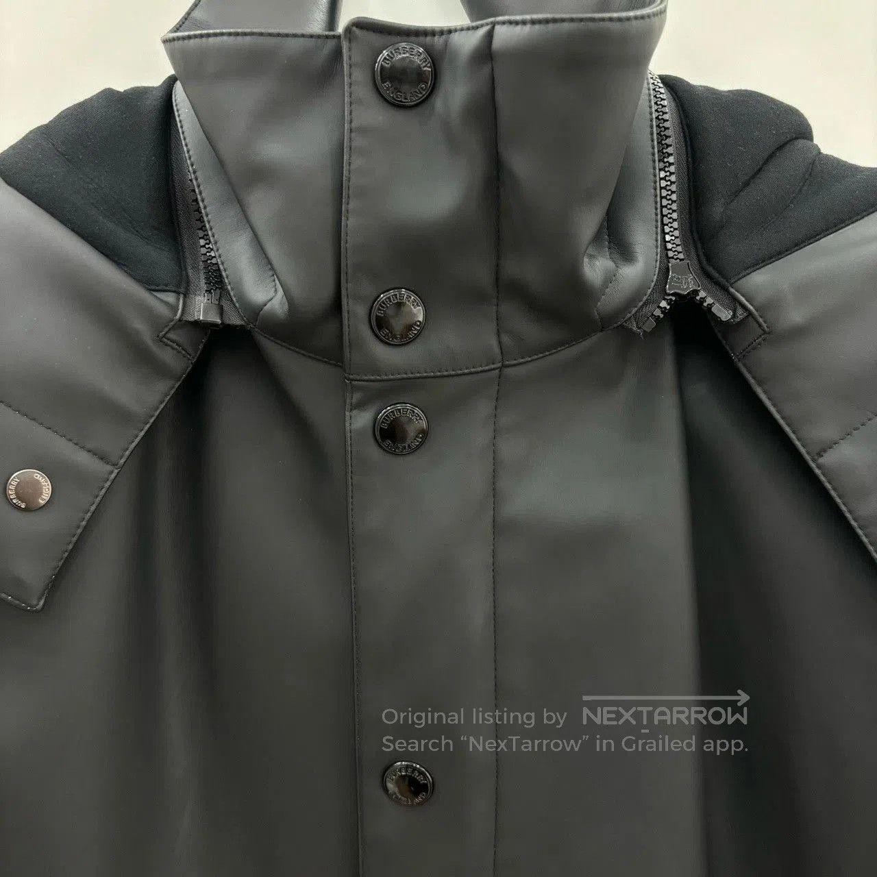Burberry Burberry Solid Single-Breasted Hooded Leather Trench. Size US M / EU 48-50 / 2 - 2 Thumbnail