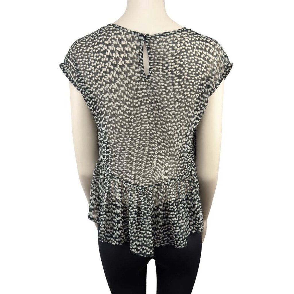 Other NAF NAF Sheer Peplum French Flowy Black Blouse sz 38 / M Size XS / US 0-2 / IT 36-38 - 3 Thumbnail