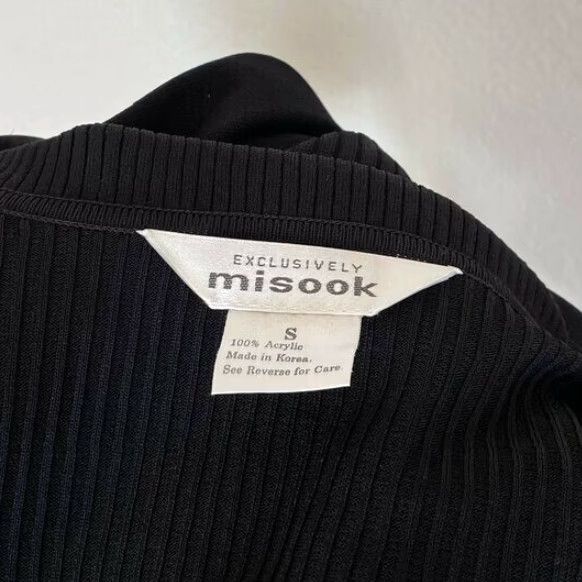 Vintage Misook Jacket Women S Black Waterfall Drape Open Front 100% Acrylic Ribbed Back Open Size S / US 4 / IT 40 - 7 Thumbnail