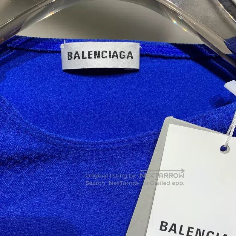 Balenciaga Balenciaga Blue Chest Logo Tight Short Sleeve Size XS / US 0-2 / IT 36-38 - 2 Thumbnail