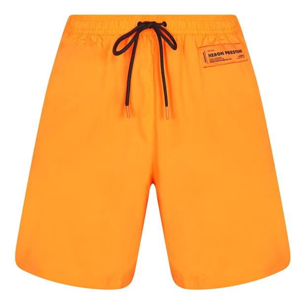 image of Heron Preston O1G2R1Mq0524 Logo Patch Swim Shorts In Orange, Men's (Size 32)