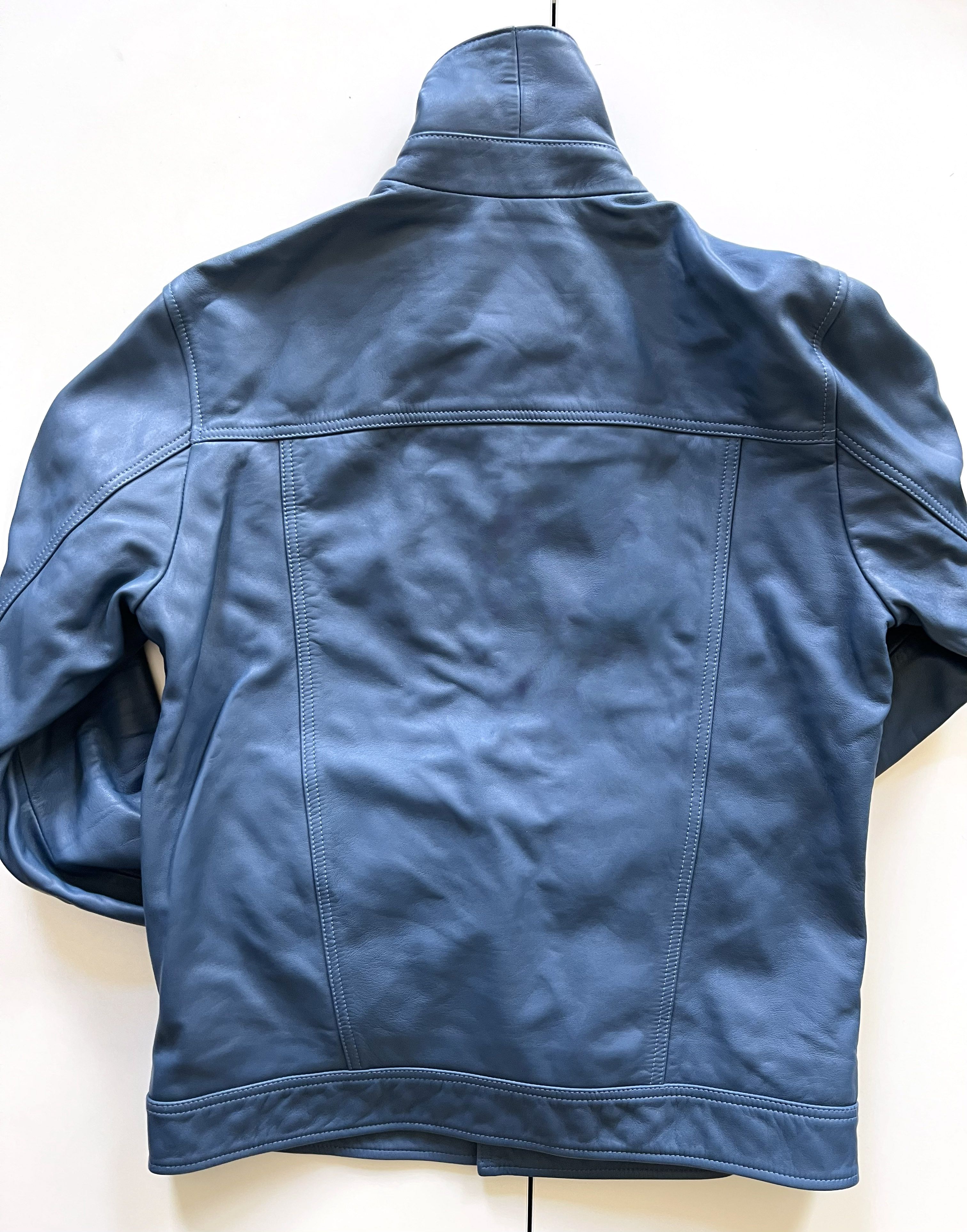 John Varvatos JOHN VARVATOS - BLUE LEATHER JACKET Size US M / EU 48-50 / 2 - 4 Thumbnail