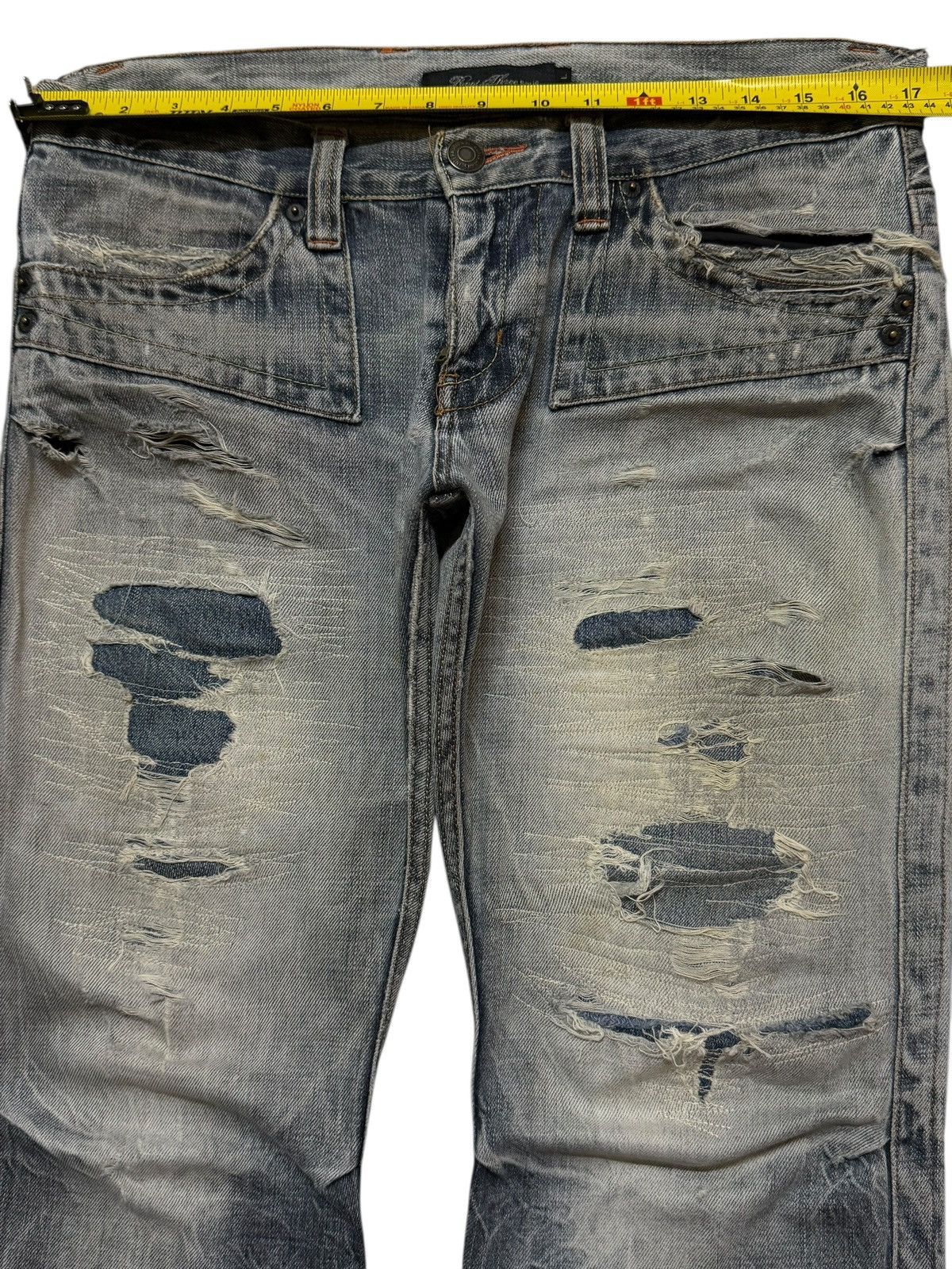 Kapital Vintage Y2K Japanese Faded Thunder Wash Distressed Flare Size US 34 / EU 50 - 8 Thumbnail